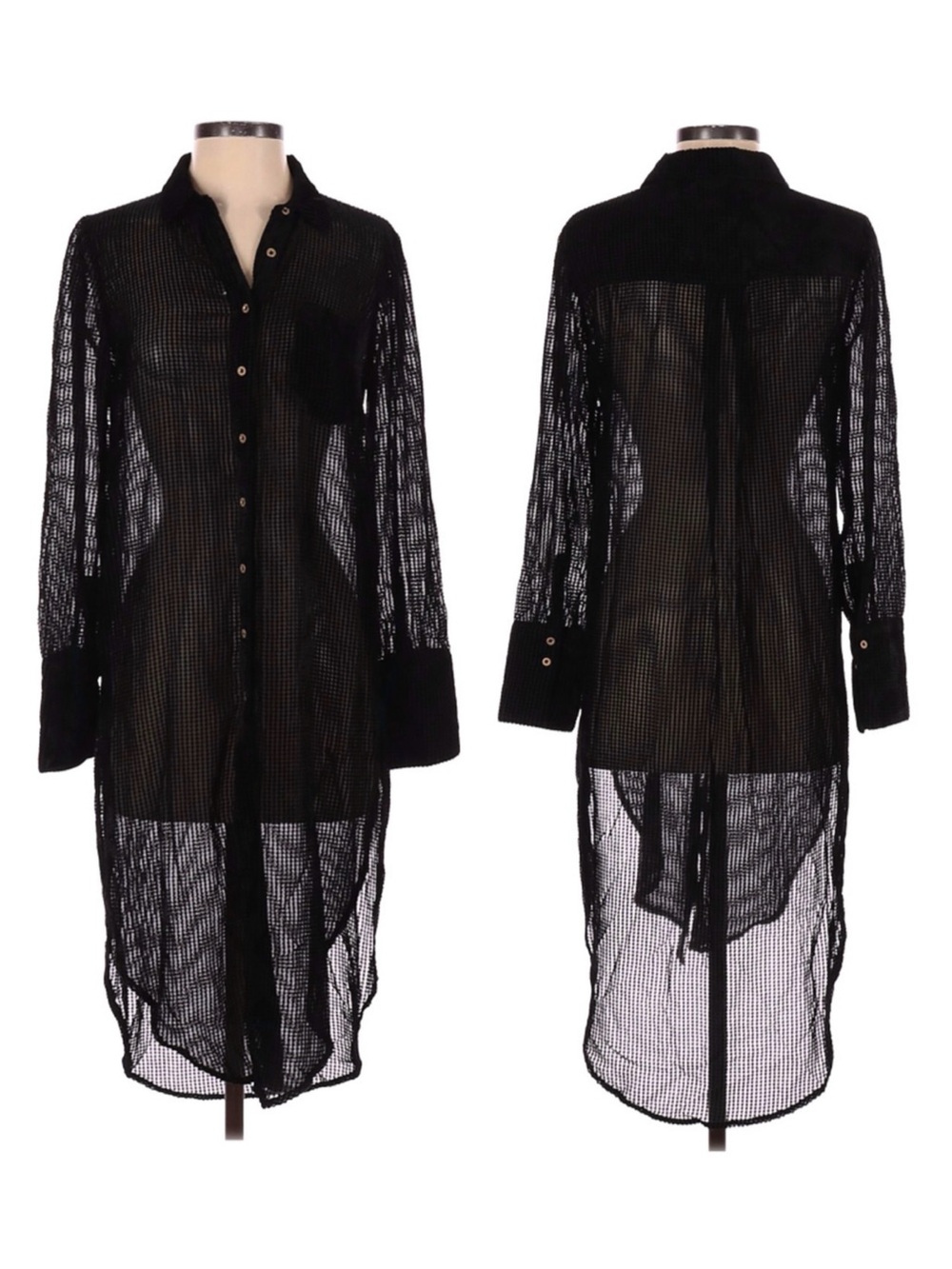 Anthropologie Akemi + Kin Burnout Velvet Check Black Tunic Top, sz. XS